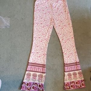 Silky stretch pants with floral design